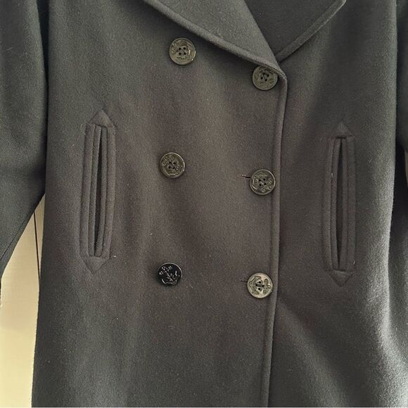 VTG 90s MDP Wool Pea Coat M-L Double Breasted Navy Fisherman Academia - Picture 5 of 8